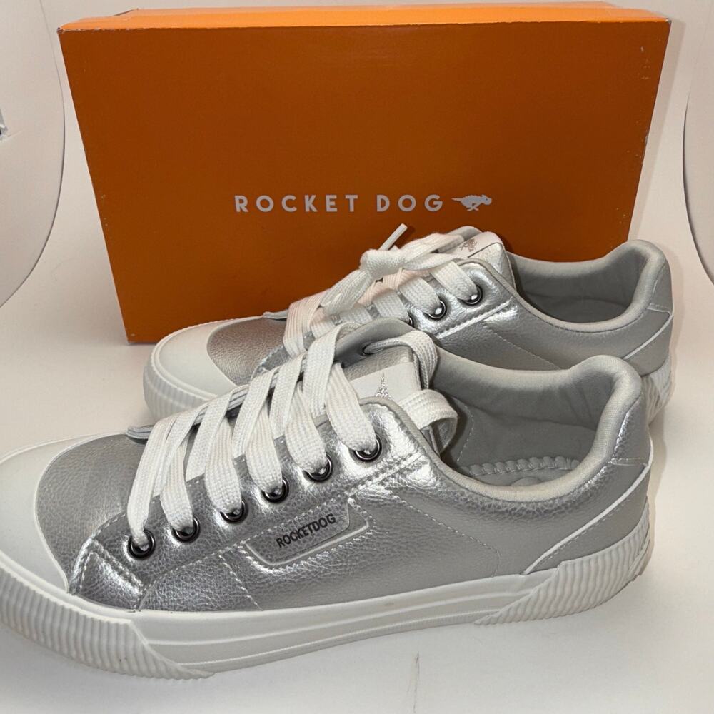 Rocket Dog Cheery Silver Sneaker, Women's Size 8.5